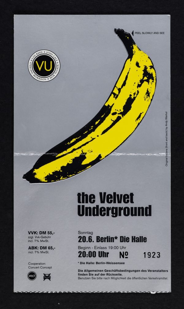 Ticket Velvet Underground Tour 1993 / OEUVRE DE 80 x 136 CM ENCADRÉE / TARIF HORS TAXES