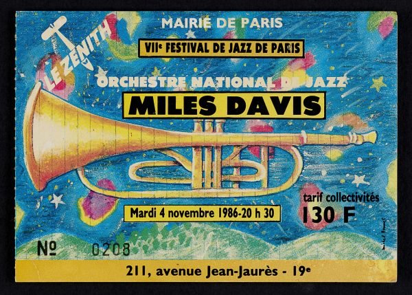 MILES DAVIS - 1986 / OEUVRE DE 80 x 120 CM ENCADRÉE / TARIF TAXES COMPRISES DONT 20% DE TVA EN FRANCE / 5.5% EN EUROPE / TARIF NET POUR LES PAYS HORS C.E.E ( EUROPE )