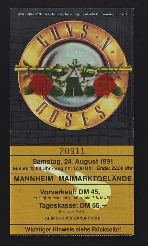 GUNS ' N ' ROSES - 1991 / 80 x 136 CM /  HORS ENCADREMENT / TARIF HORS TAXES