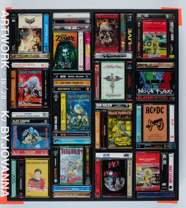 ARTWORK SERIE K7 TAPE - NUM 18 / 20 / OEUVRE DE 49 X 55 CM ENCADRÉE / TARIF TAXES COMPRISES DONT 20% DE TVA EN FRANCE / 5.5% EN EUROPE / TARIF NET POUR LES PAYS HORS C.E.E ( EUROPE )