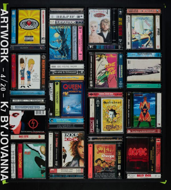 ARTWORK SERIE K7 TAPE - NUM 4 / 20 / OEUVRE DE 49 X 55 CM ENCADRÉE / TARIF TAXES COMPRISES DONT 20% DE TVA EN FRANCE / 5.5% EN EUROPE / TARIF NET POUR LES PAYS HORS C.E.E ( EUROPE )