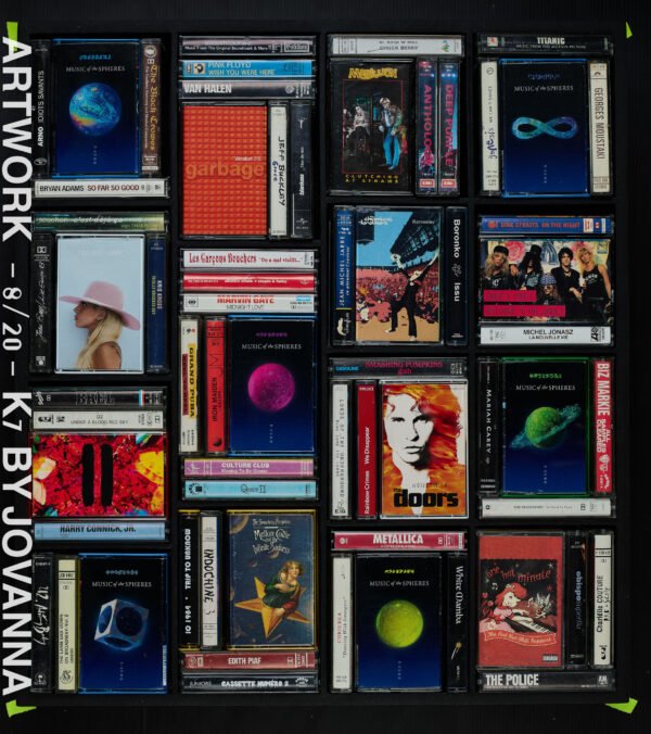ARTWORK SERIE K7 TAPE - NUM 8 / 20 / OEUVRE DE 49 X 55 CM ENCADRÉE / TARIF TAXES COMPRISES DONT 20% DE TVA EN FRANCE / 5.5% EN EUROPE / TARIF NET POUR LES PAYS HORS C.E.E ( EUROPE )