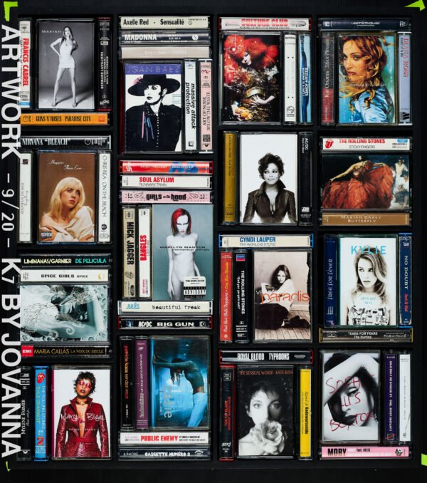 ARTWORK SERIE K7 TAPE - NUM 9 / 20 / OEUVRE DE 49 X 55 CM ENCADRÉE / TARIF TAXES COMPRISES DONT 20% DE TVA EN FRANCE / 5.5% EN EUROPE / TARIF NET POUR LES PAYS HORS C.E.E ( EUROPE )