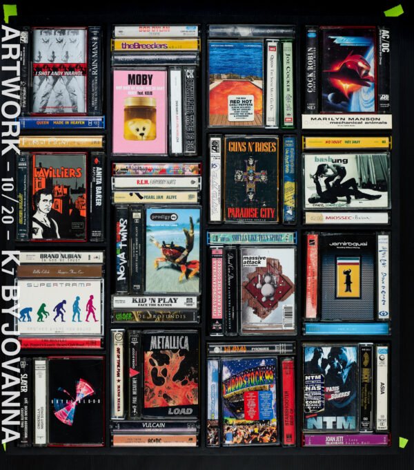 ARTWORK SERIE K7 TAPE - NUM 10 / 20 / OEUVRE DE 49 X 55 CM ENCADRÉE / TARIF TAXES COMPRISES DONT 20% DE TVA EN FRANCE / 5.5% EN EUROPE / TARIF NET POUR LES PAYS HORS C.E.E ( EUROPE )