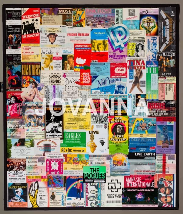 Patchwork Pass Concerts Jovanna / OEUVRE DE 71 X 87 CM ENCADRÉE / Tableau numéro 2 du Triptyque / TARIF TAXES COMPRISES DONT 20% DE TVA EN FRANCE / 5.5% EN EUROPE / TARIF NET POUR LES PAYS HORS C.E.E ( EUROPE ) – Image 2